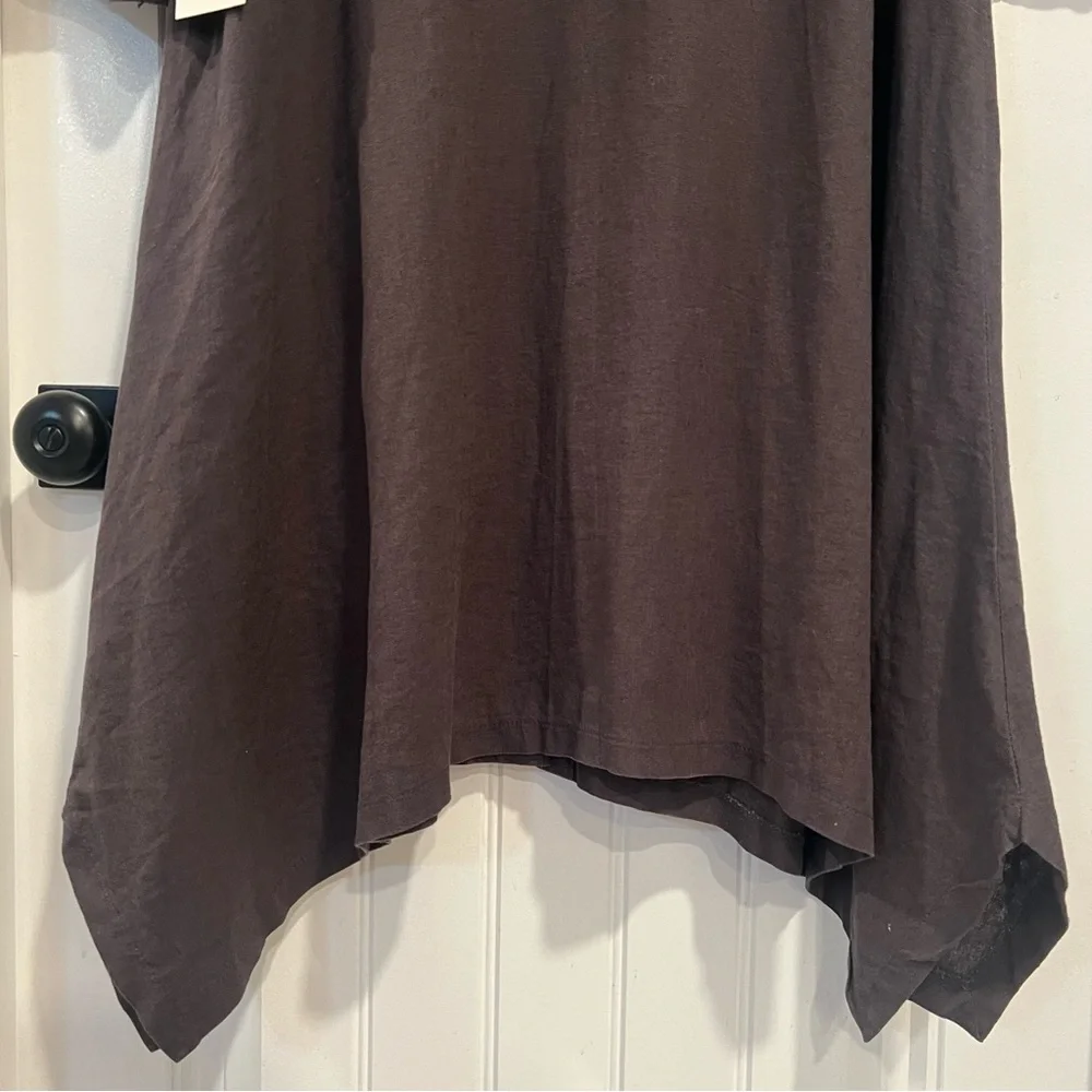 For Cynthia‎ Coffee Brown Lagenlook Linen Blend Button Up Dress. Large. NWT.